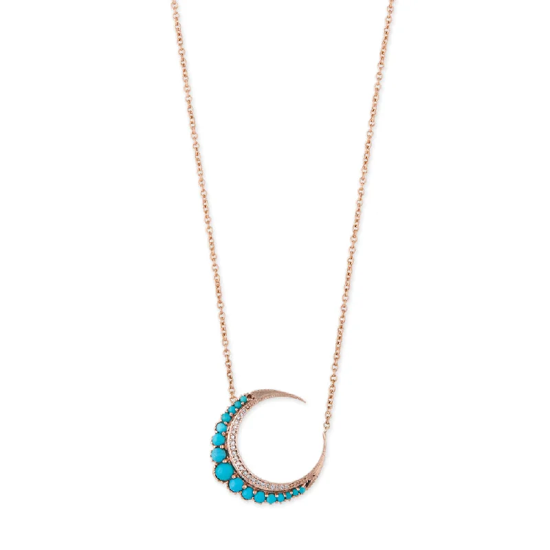 Minimalist Bar Necklace For Stylish Women-SMALL TURQUOISE CRESCENT MOON NECKLACE