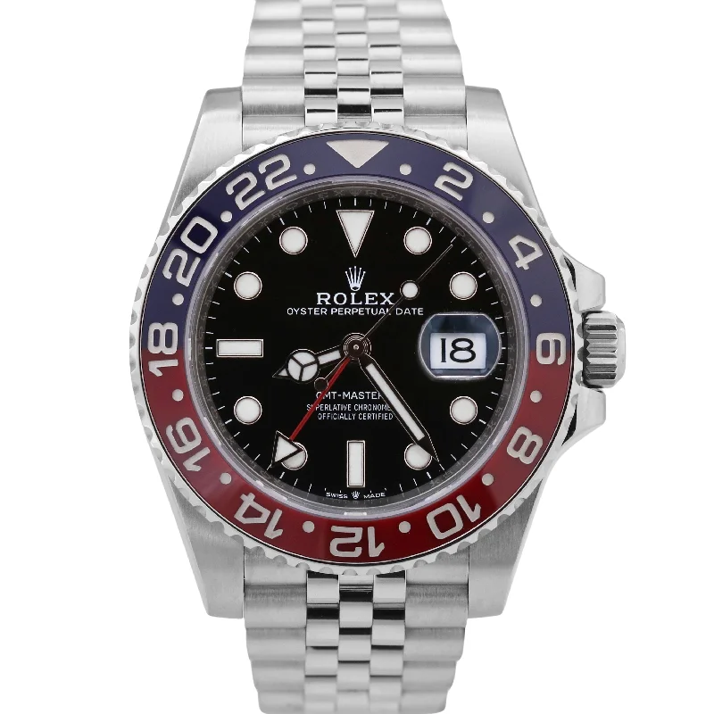 Water-Resistant Watches For Swimming-MINT PAPERS Rolex GMT-Master II 126710 BLRO PEPSI Red Blue JUBILEE 40mm BOX