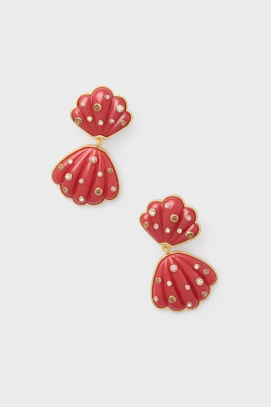 Simple Stud Earrings For Elegant Look-Coral Veda Double Shell Earrings