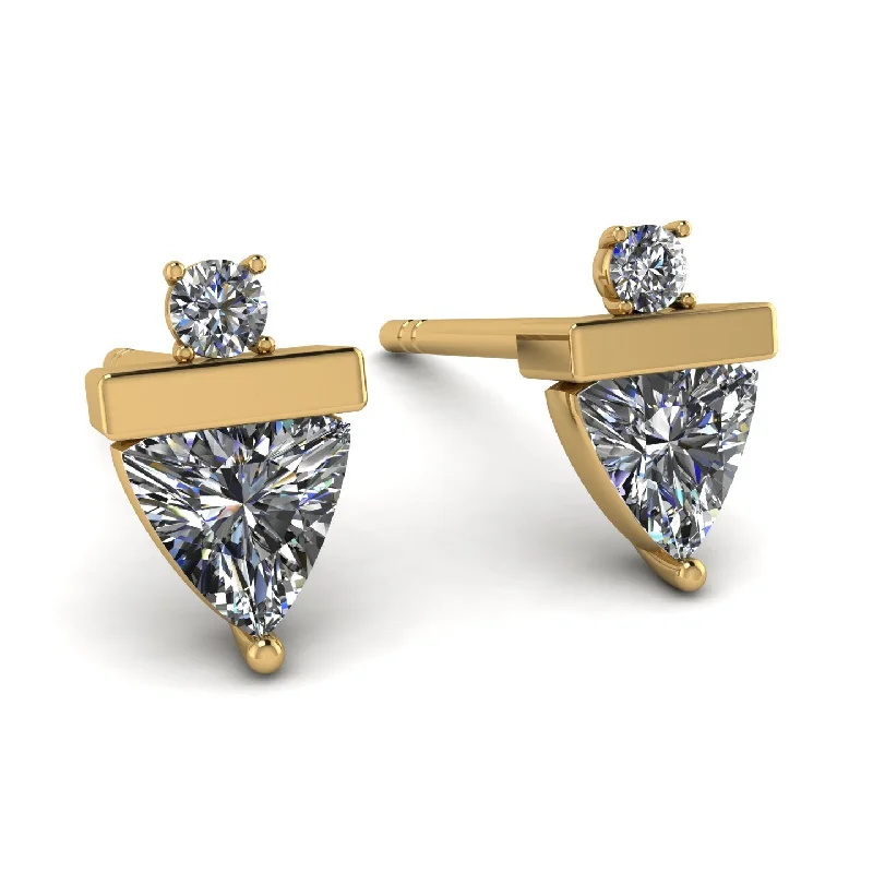 Trendy Earrings For Teen Girls-Triangle Diamond Earrings With Round Stone - Estella No. 1