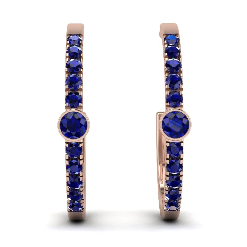 Personalized Jewelry Earrings For Bridesmaids-Hoop Sapphire Earrings Micro Pave - Ansley No. 74