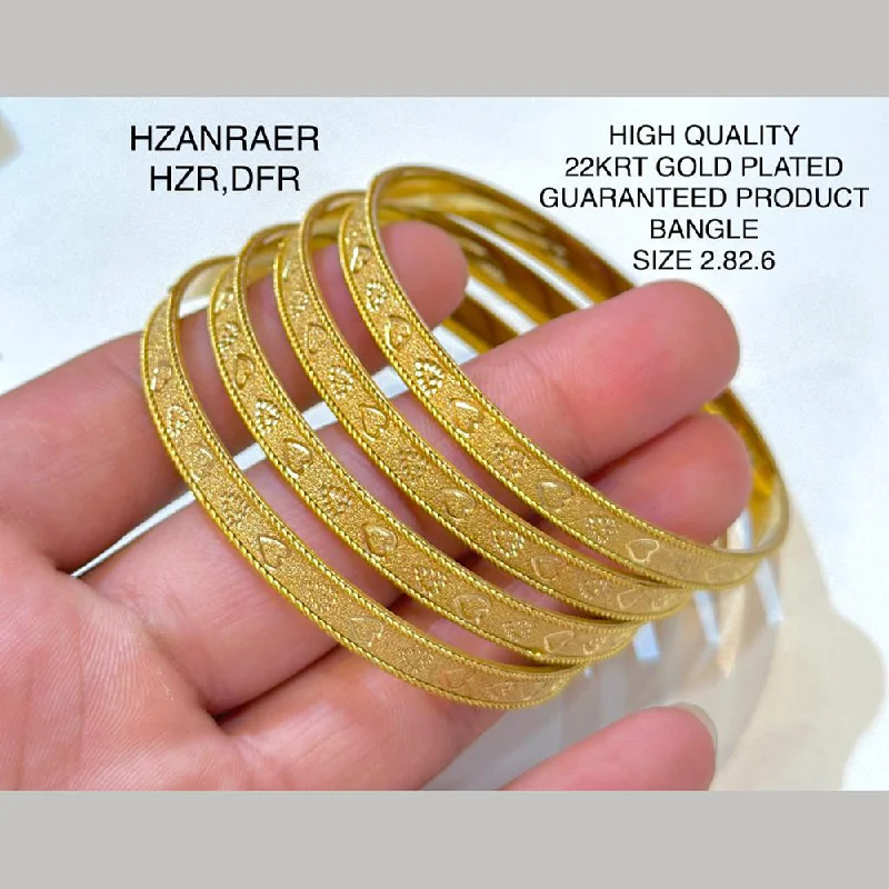 Trendy Wedding Bangles With Custom Designs-Hanna & Zainy Gold Plated Bangles Set