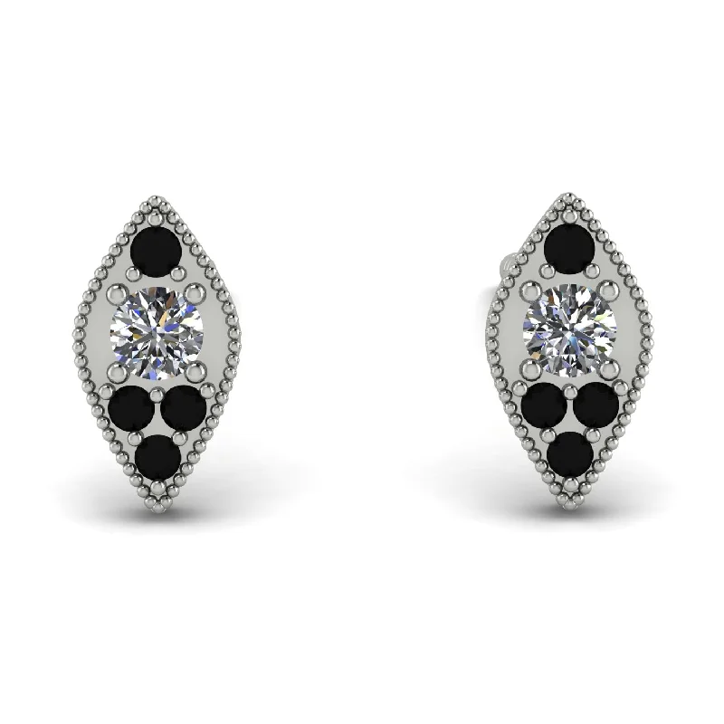 Elegant Hoop Earrings For Formal Parties-Milgrain Marquise Diamond Earrings - Faye No. 33