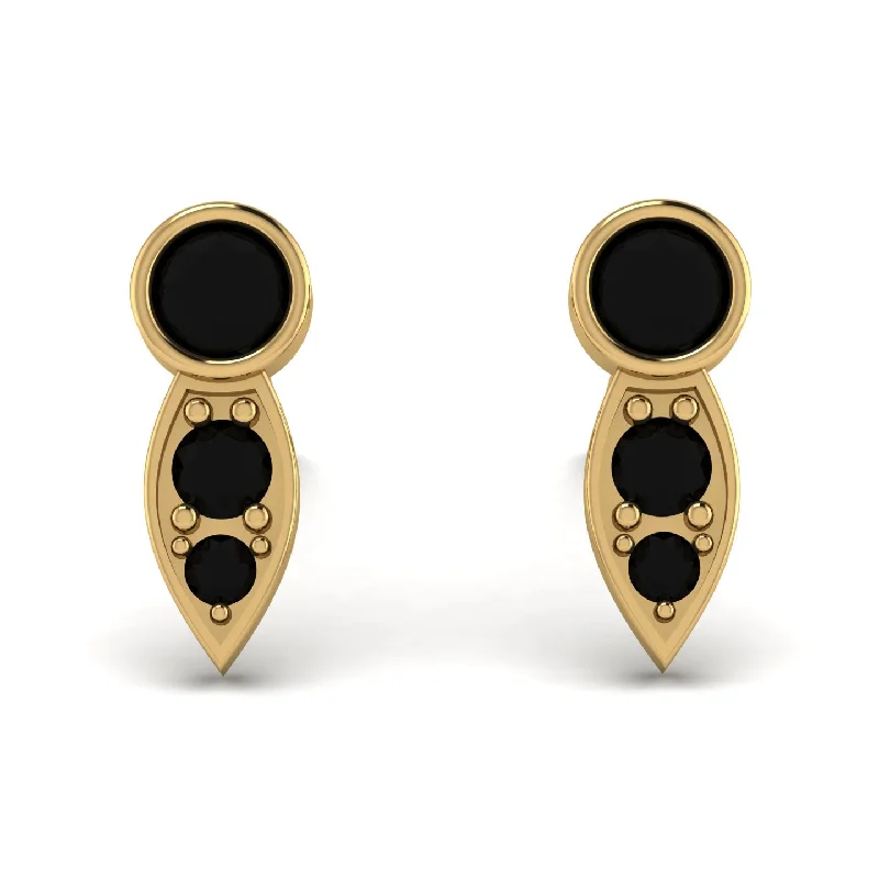 Trendy Earrings With Colored Stones-Bezel Black Diamond Earrings In Pear Shaped - Aniya No. 37