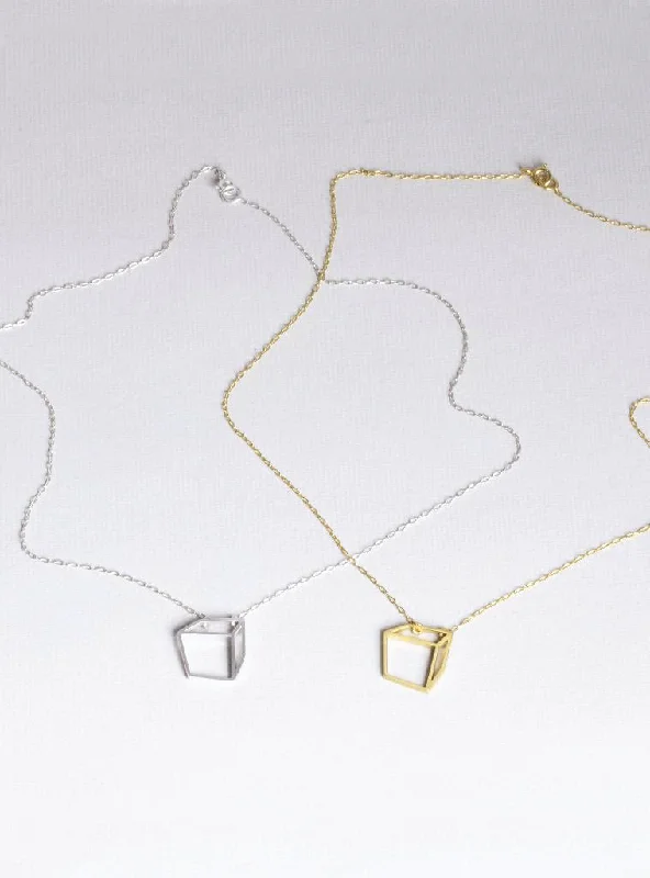 Simple Gemstone Necklace For Elegant Look-Small Cube Necklace