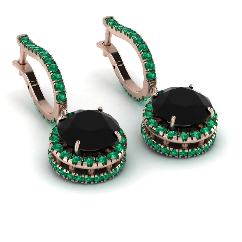 Elegant Chandelier Earrings For Weddings-Hidden Halo Black Diamond Hoop Earrings - Catalina No. 23