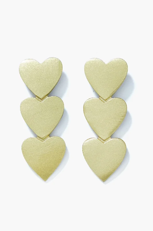 Fashionable Hoop Earrings For Bridesmaids-Gold Metallic Heart Earrings