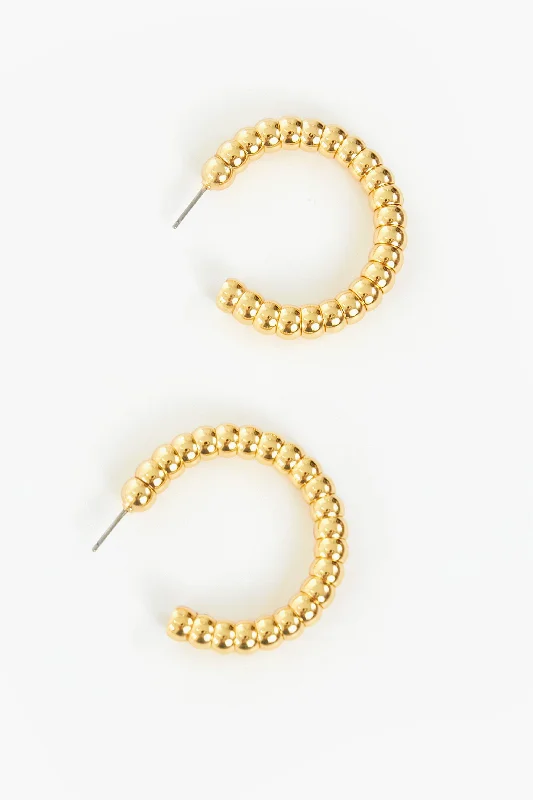 Minimalist Earrings For Everyday Look-Gold Beaded Mila Hoop Earrings