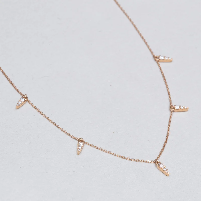 Dainty Gold Bar Necklace For Minimalist Style-18ct Gold Diamond Spike Chain Necklace