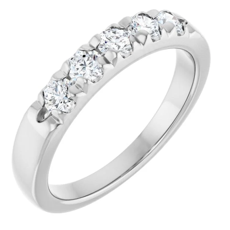 Custom Wedding Rings For Groomsmen-14K White 1/2 CTW Lab-Grown Diamond  French-Set Anniversary Band