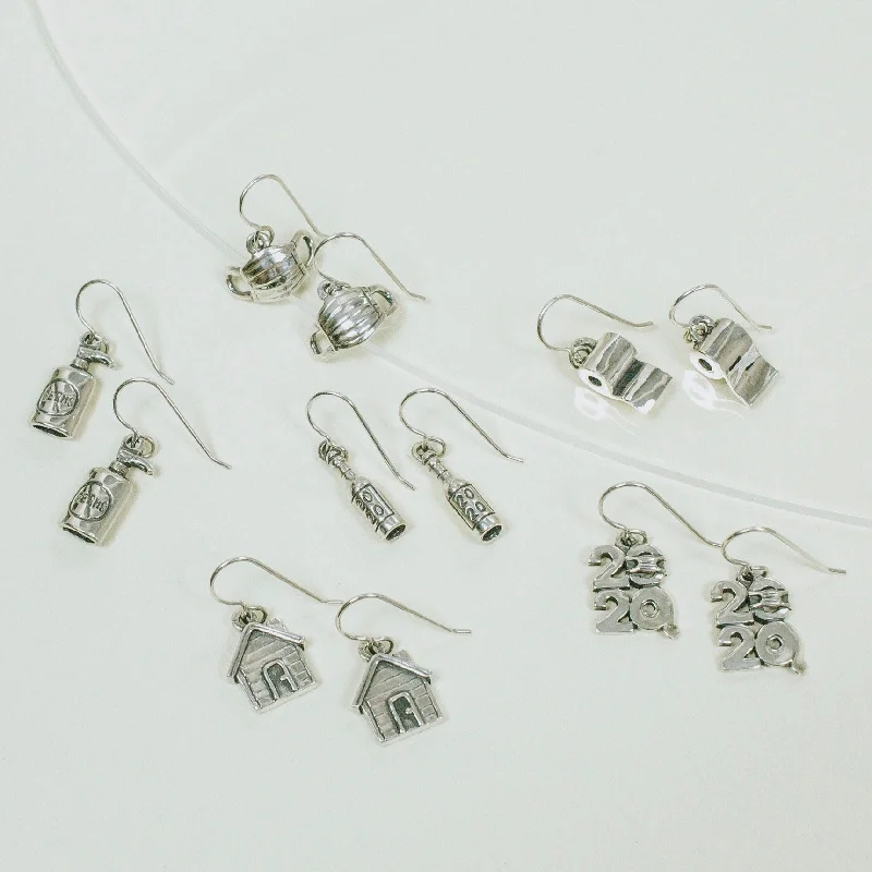 Handmade Silver Earrings For Brides-"What a Year!" Wine Bottle Earrings