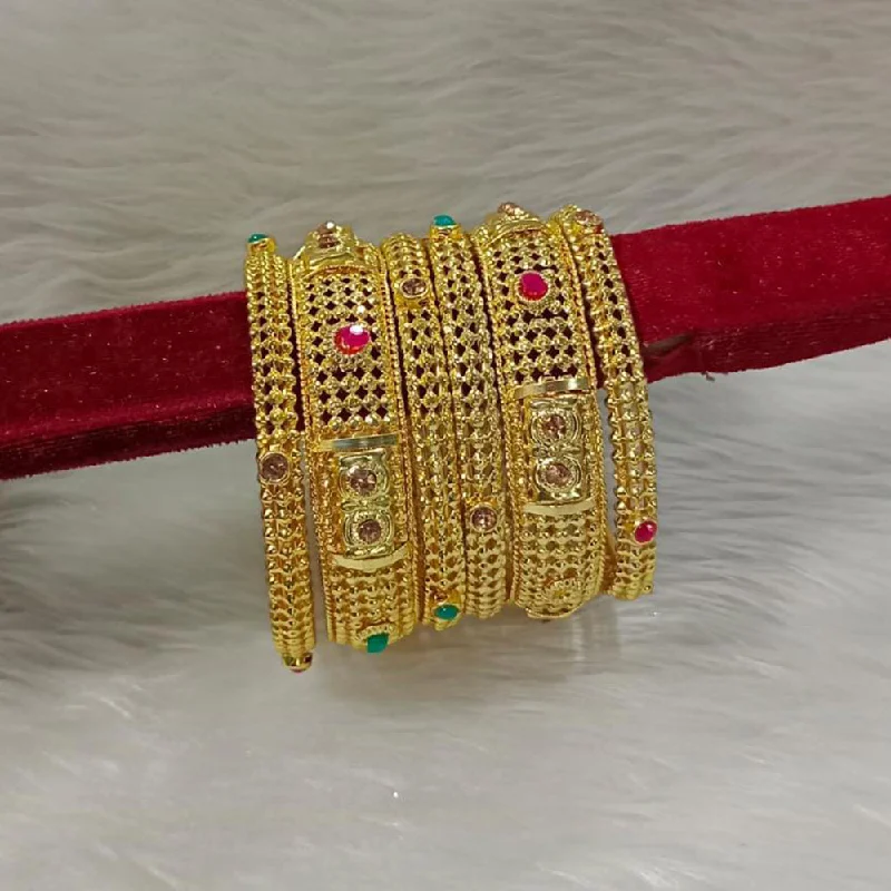 Personalized Wedding Bangles With Birthstones For Bridesmaids-Pooja Bangles Gold Plated Bangle Set