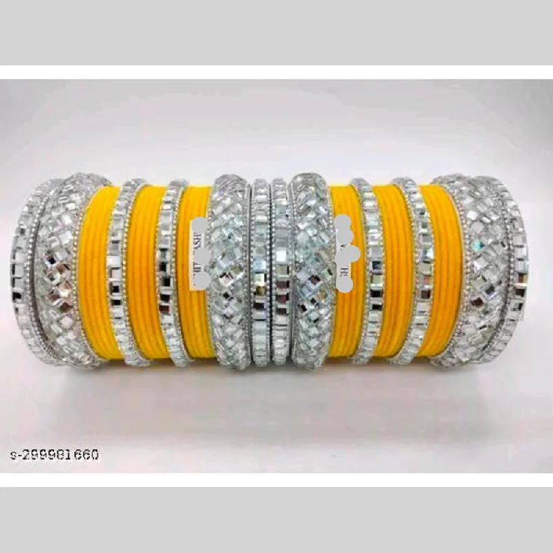 Classic Custom Wedding Bangles For Bridesmaids-Pooja Bangles Silver Plated Velvet Bangles Set