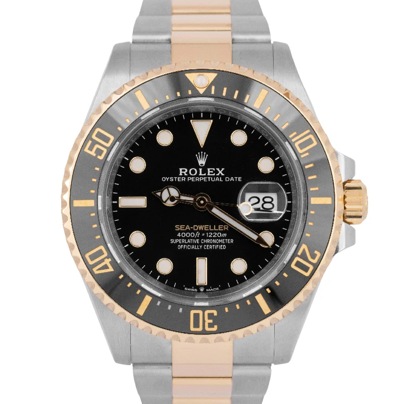 Watches With Unique Face Shapes For Fashion-MINT 2022 Rolex Sea-Dweller 43mm Two-Tone 18K Yellow Gold Steel Black 126603 BOX