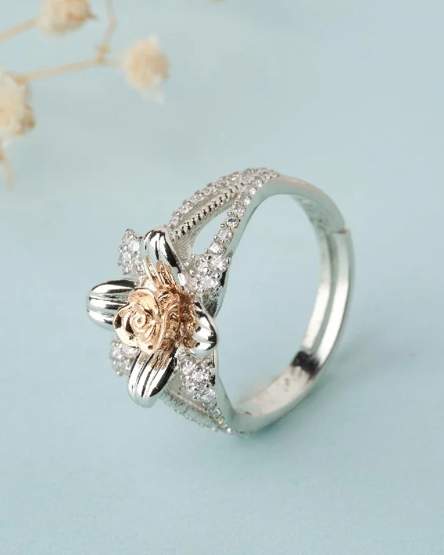 Custom Birthstone Rings For Personalized Jewelry-925 Sterling Silver Beautiful Rose Ring R01596