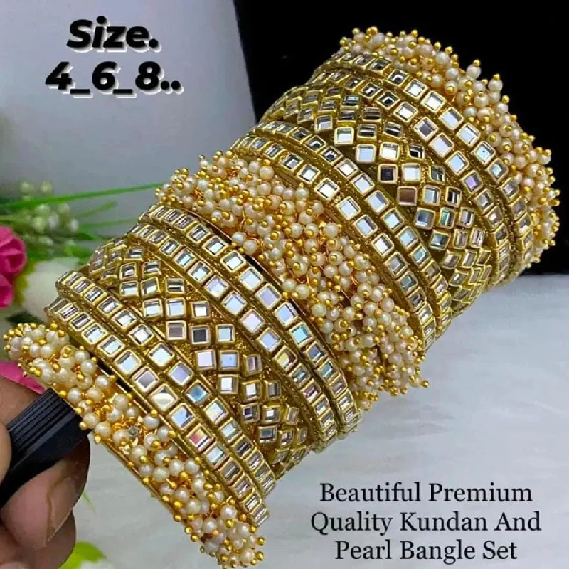 Trendy Gemstone Bangles For Wedding Day Gifts-Pooja Bangles Gold Plated Bangle Set