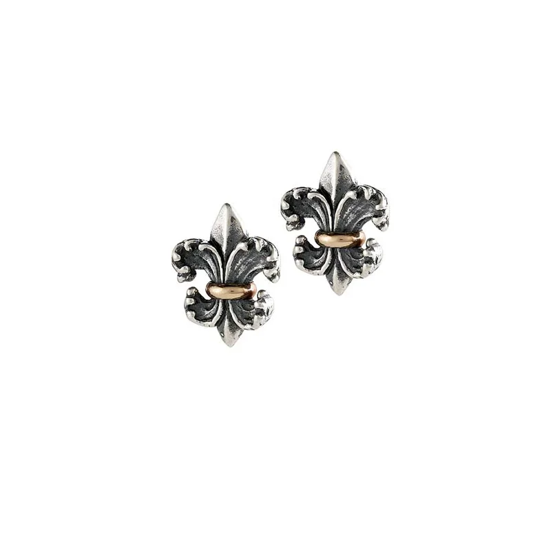 Fashionable Beaded Earrings For Women-Water Lily Two Tone Post Earrings