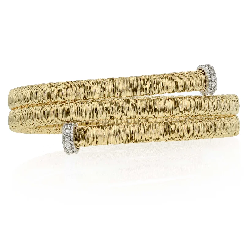 Statement Bracelets For Fashion Lovers-18K Gold Wrap Bracelet with Diamonds