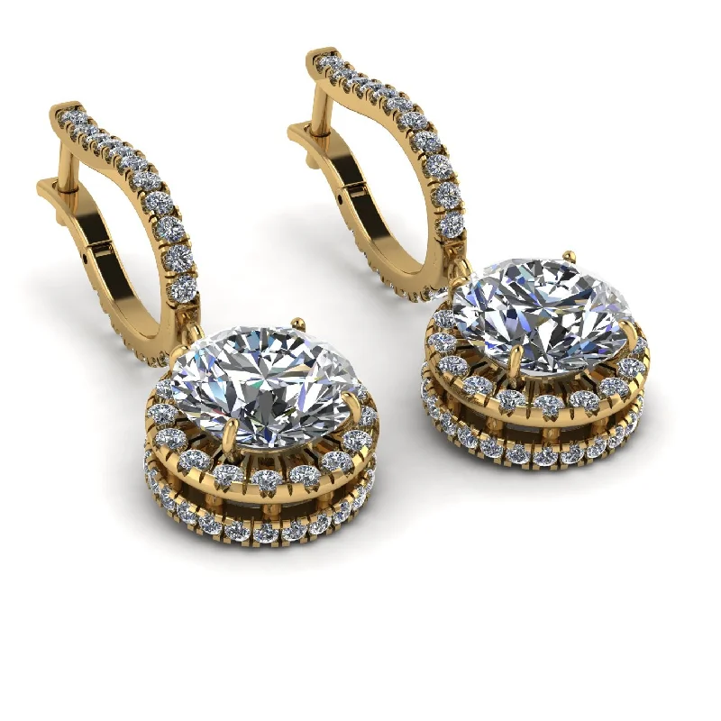 Modern Earrings With Natural Stones-Hidden Halo Diamond Hoop Earrings - Catalina No. 1