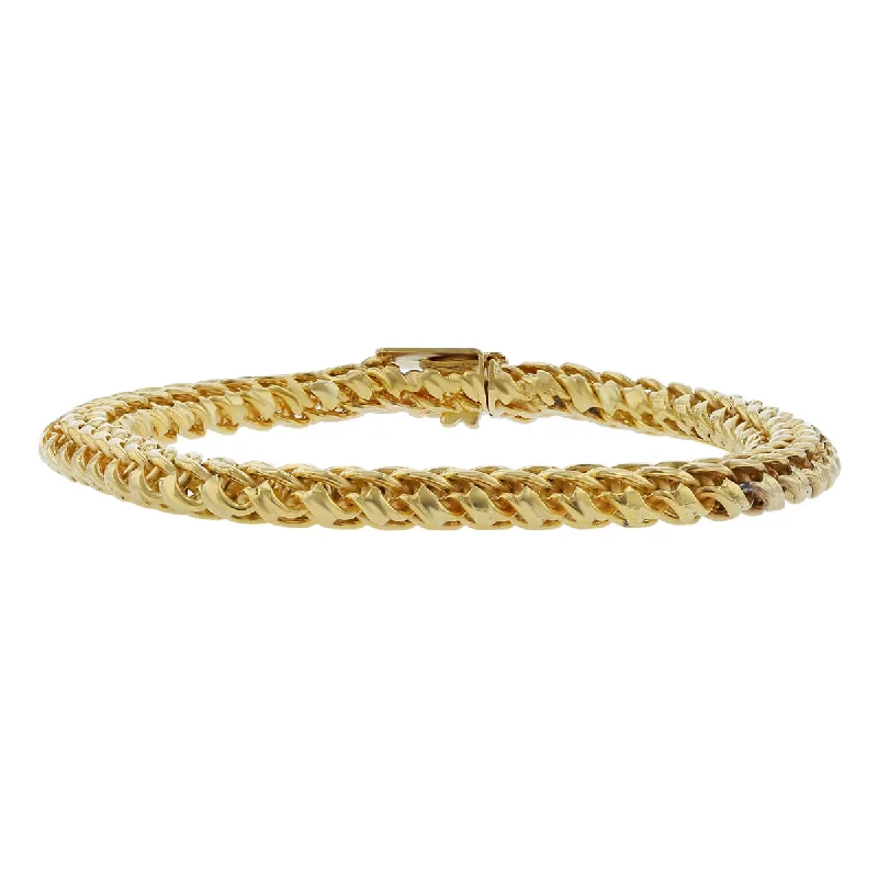 Colorful Friendship Bracelets-18K Yellow Gold Curved Fancy Link Bracelet