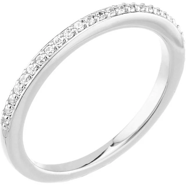 Custom Wedding Rings With Personal Engravings-14k White Gold 1/8 CTW Diamond Band