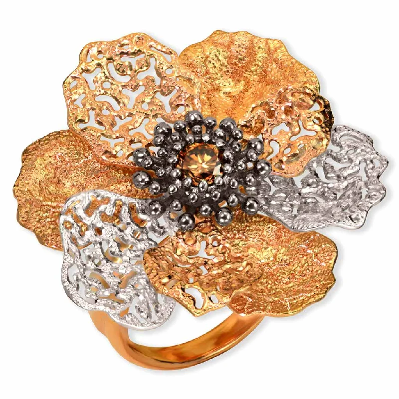 Classic Diamond Rings For Special Gifts-Rose Gold Coronaria Ring with Champagne Diamond