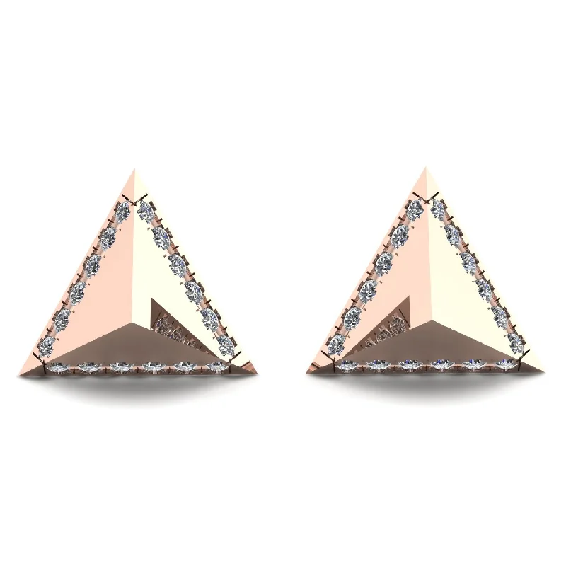 Custom Diamond Earrings For Anniversary-Triangle Diamond Earrings Geometrical - Milan No. 2