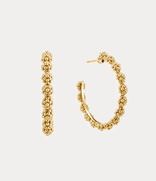 Large Hoop Earrings With Pearls-Capucine de Wulf Berry Icon Medium Hoop Earrings in Gold