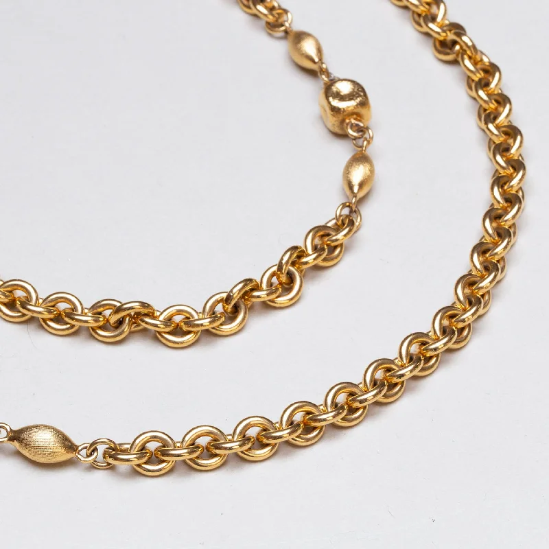 Long Statement Necklace For Special Occasions-Vintage Monet Gold-tone Chain Necklace