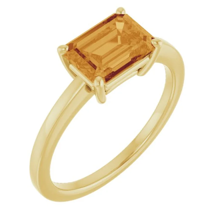 Elegant Men’s Wedding Bands For Stylish Grooms-14K Yellow Natural Citrine Ring