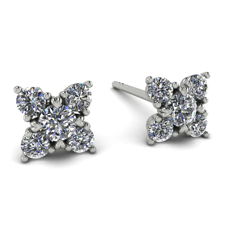 Fashionable Earrings For Formal Events-Geometrical 5 Diamonds Stud Earrings - Noa No. 3