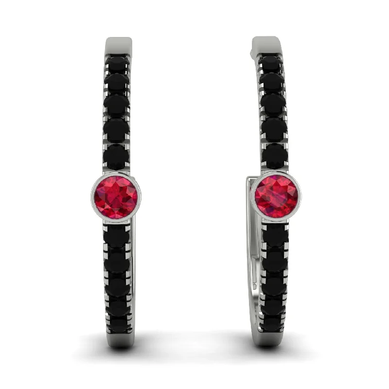 Simple Hoop Earrings For Wedding-Hoop Ruby Earrings Micro Pave - Ansley No. 42