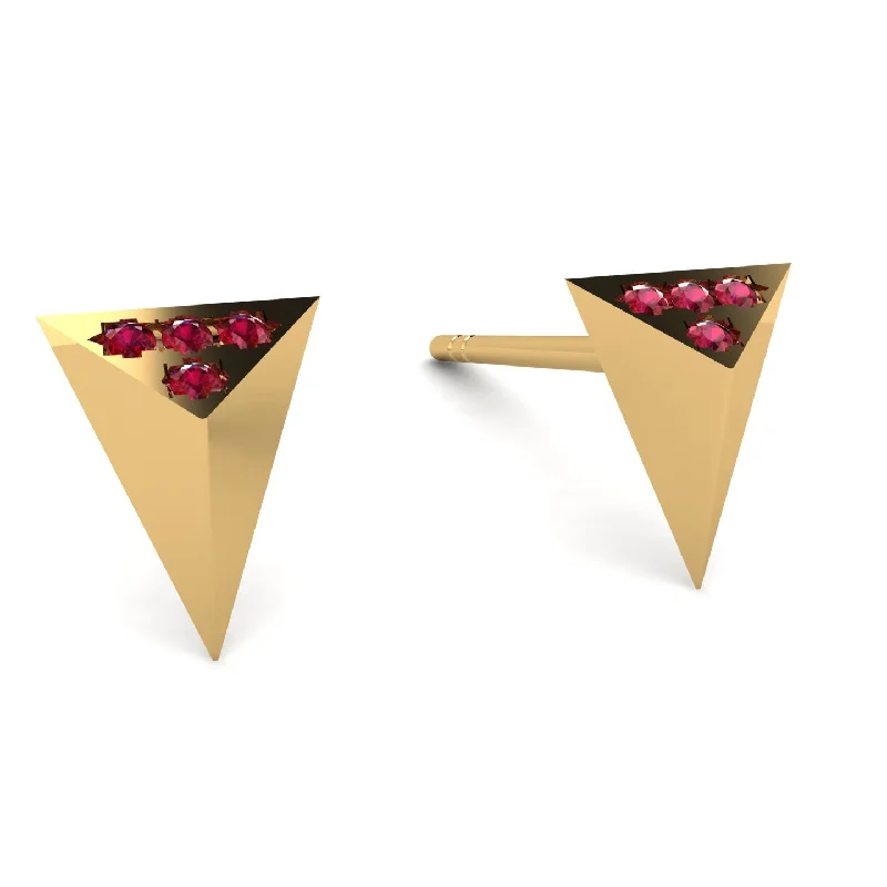 Handmade Wooden Earrings For Boho Style-Triangle Ruby Earrings - Livia No. 10