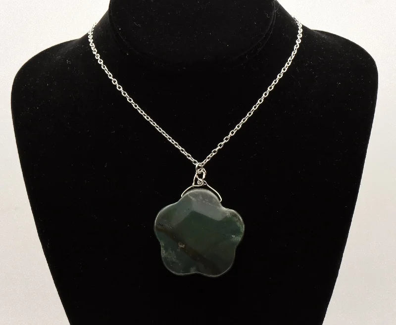 Custom Gemstone Necklace For Holiday Gifts-Vintage Bloodstone Pendant on Chain Necklace - 27"