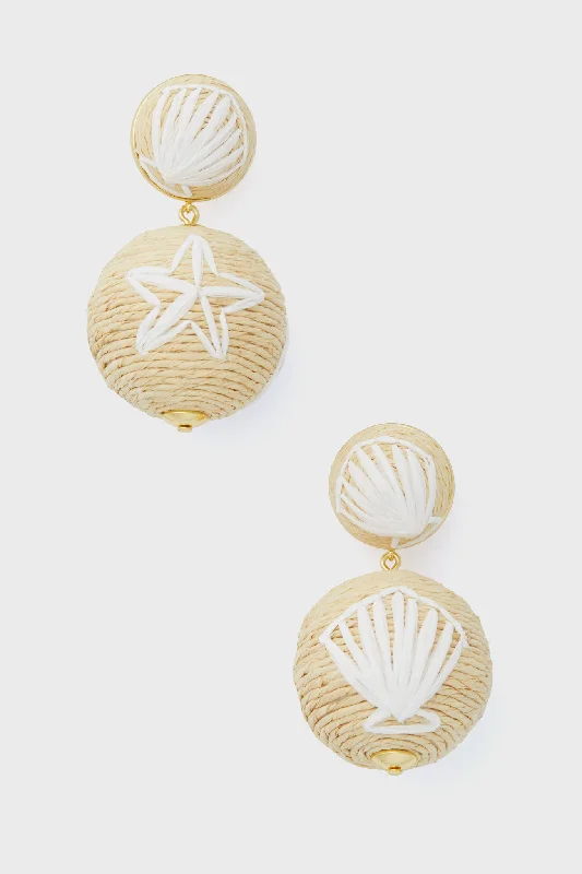 Designer Earrings For Special Occasions-Embroidered Raffia Lantern Earrings