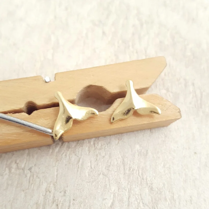 Simple Gold Earrings For Minimalist Style-Gold Whale Tails