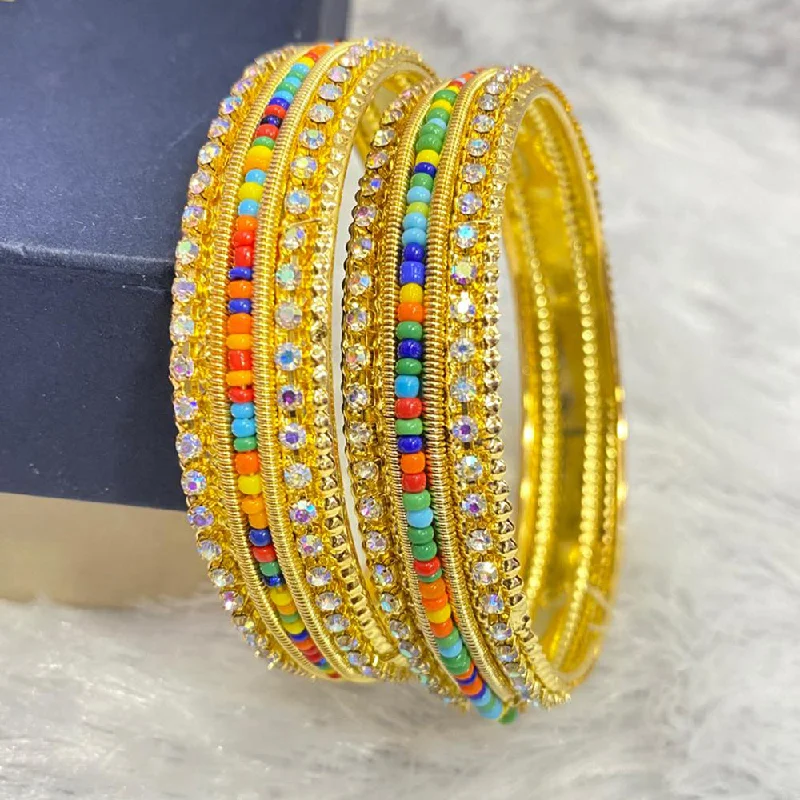 Simple Custom Wedding Bangles For Bridesmaids-Manisha Jewellery Gold Plated Bangle Set