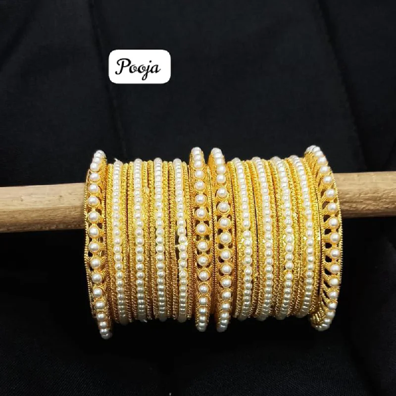 Simple Custom Bangles For Bridal Fashion-Pooja Bangles Gold Plated Bangle Set