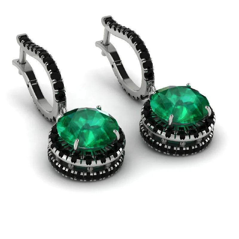 Classic Gold Earrings For Weddings-Hidden Halo Emerald Hoop Earrings - Catalina No. 36