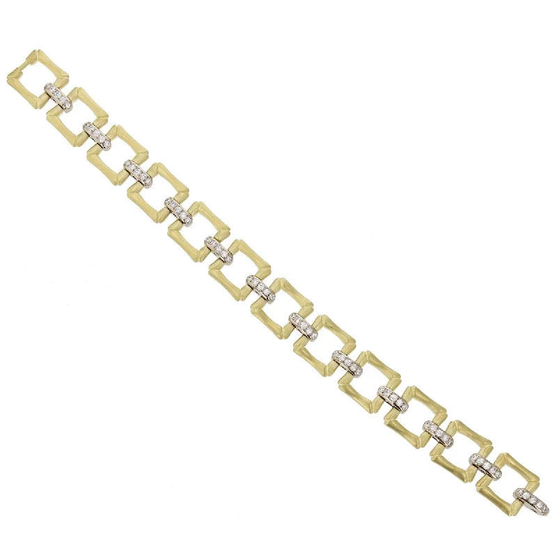 Vintage Metal Bracelets For Men-18K Yellow and White Gold Diamond Bracelet