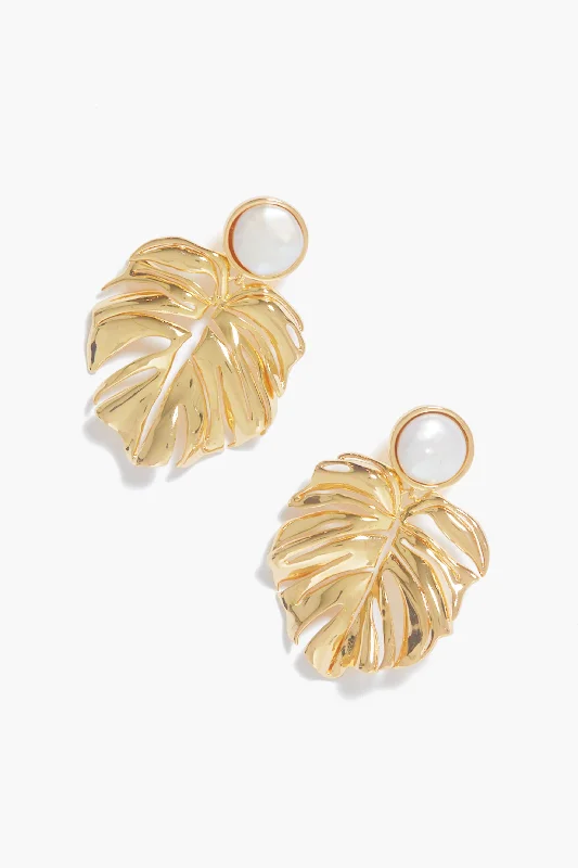 Classic Pearl Earrings For Special Occasions-Lux Palm Pearl Earrings