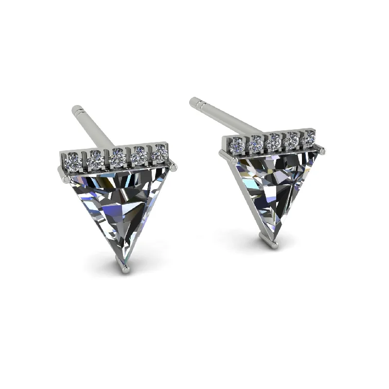 Simple Silver Earrings With Pearls-Triangle Diamond Earrings Stud - Kairi No. 3