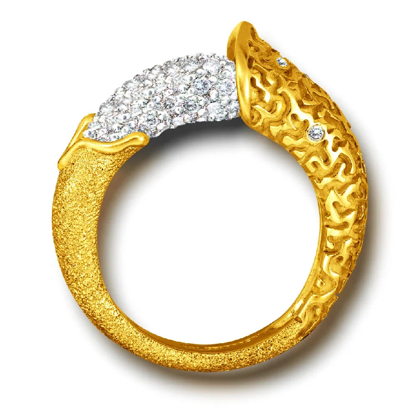 Classic Stacking Rings For Wedding Day-Gold Acorn Ring with Diamonds