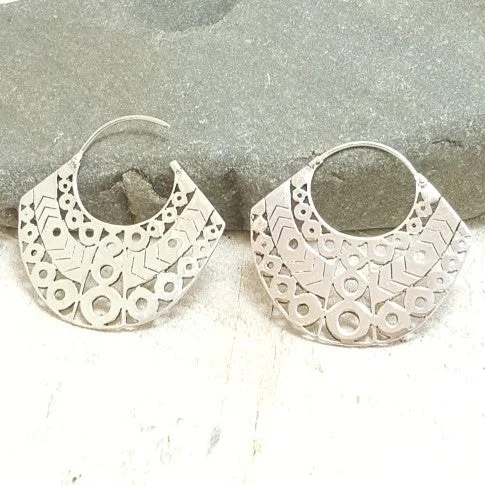 Simple Gold Earrings For Casual Outfits-Small Aztec Silver Earrings