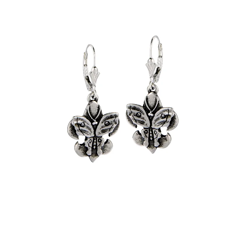 Unique Drop Earrings With Mixed Gems-Fleur de Lis Butterfly Earrings