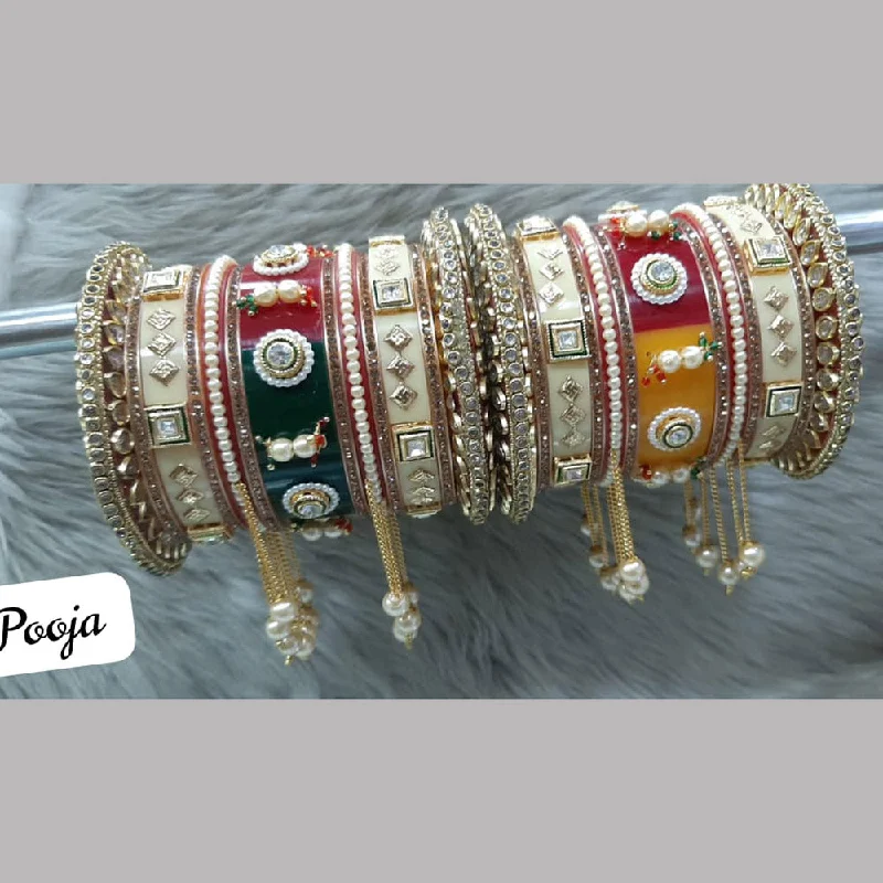 Simple Custom Gold Wedding Bangles For Brides-Pooja Bangles Gold Plated Bangle Set