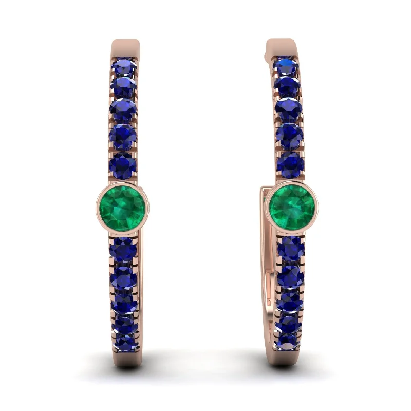 Elegant Drop Earrings For Office-Hoop Emerald Earrings Micro Pave - Ansley No. 65