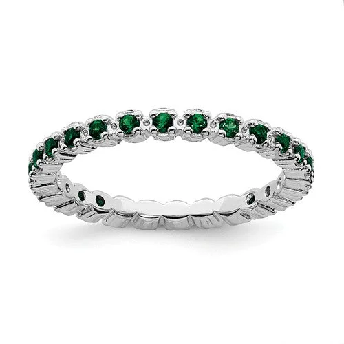 Personalized Name Rings For Custom Jewelry-Sterling Silver Stackable Expressions Emerald Eternity Ring