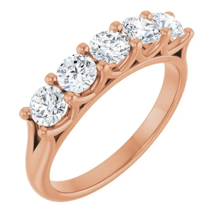 Classic Gold Rings For Elegant Weddings-14K Rose 1 CTW Lab-Grown Diamond Anniversary Band