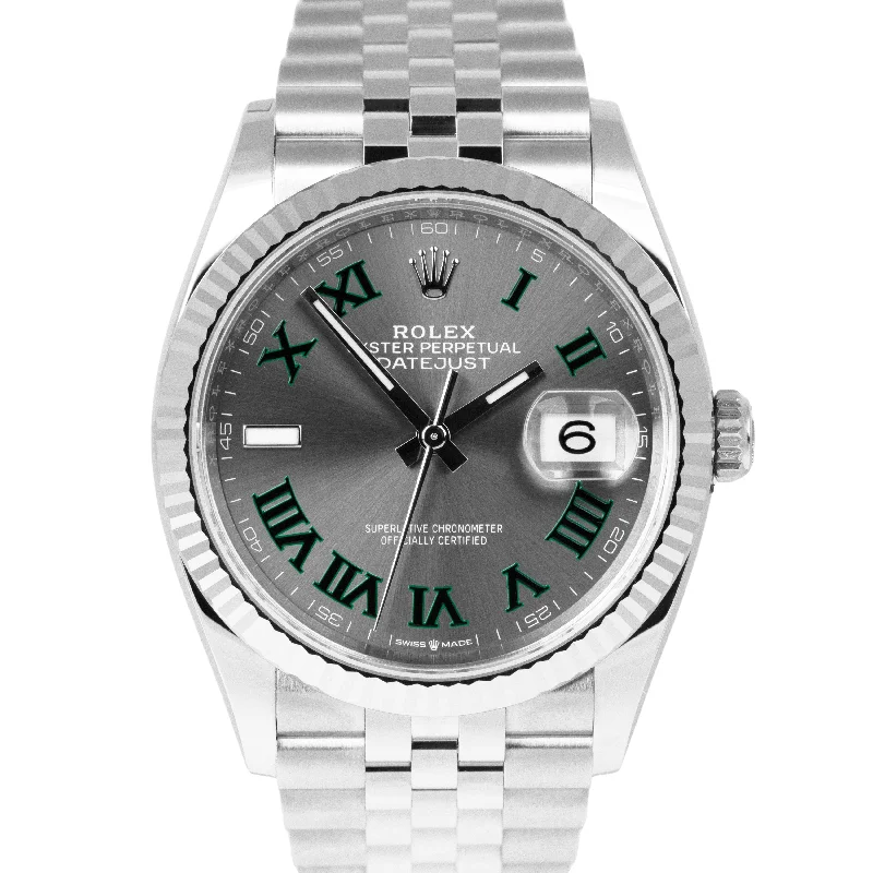 Elegant Watches For Women’s Fashion-NEW 2024 PAPERS Rolex DateJust Wimbledon 36mm Steel Jubilee Watch 126234 BOX